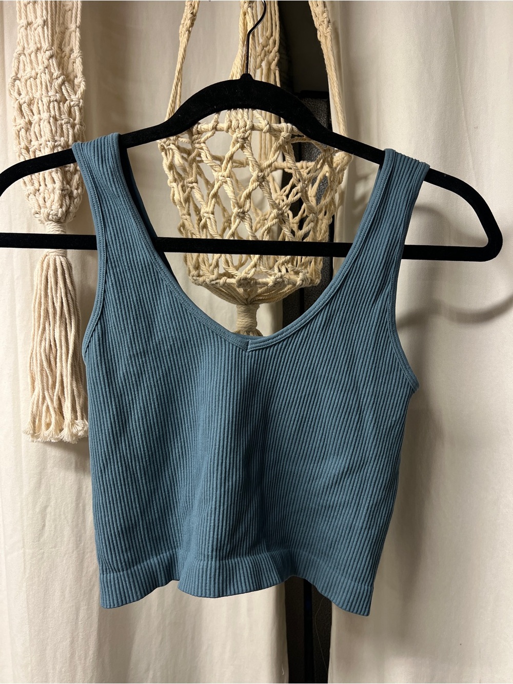Suzette Ribbed Scoop Neck Tank Top — Dusty Blue
